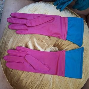Elegant Pink and Blue Women's Gloves